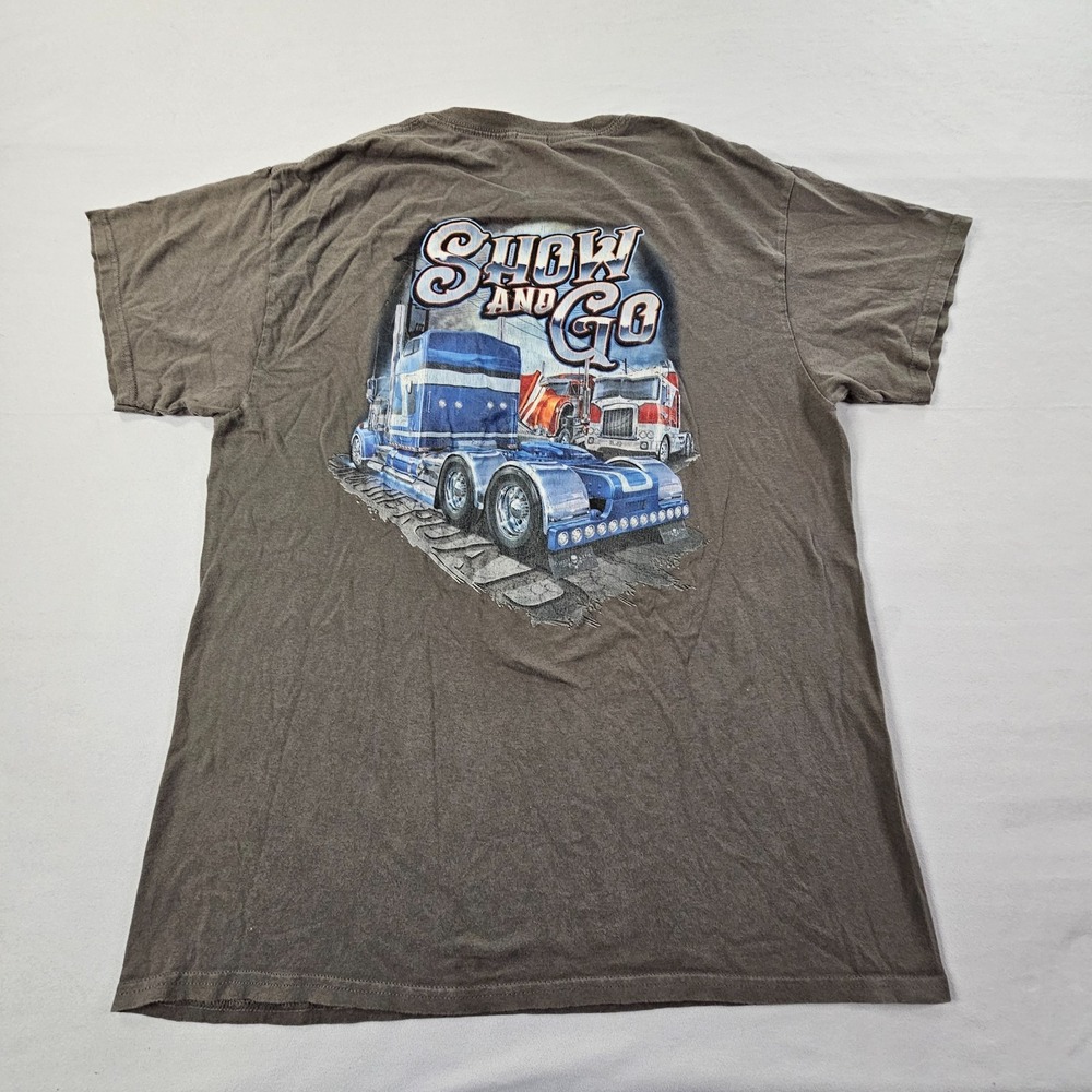 Diesel Life Show & Go Trucks Gray Short Sleeve Cotton T-Shirt Men's L